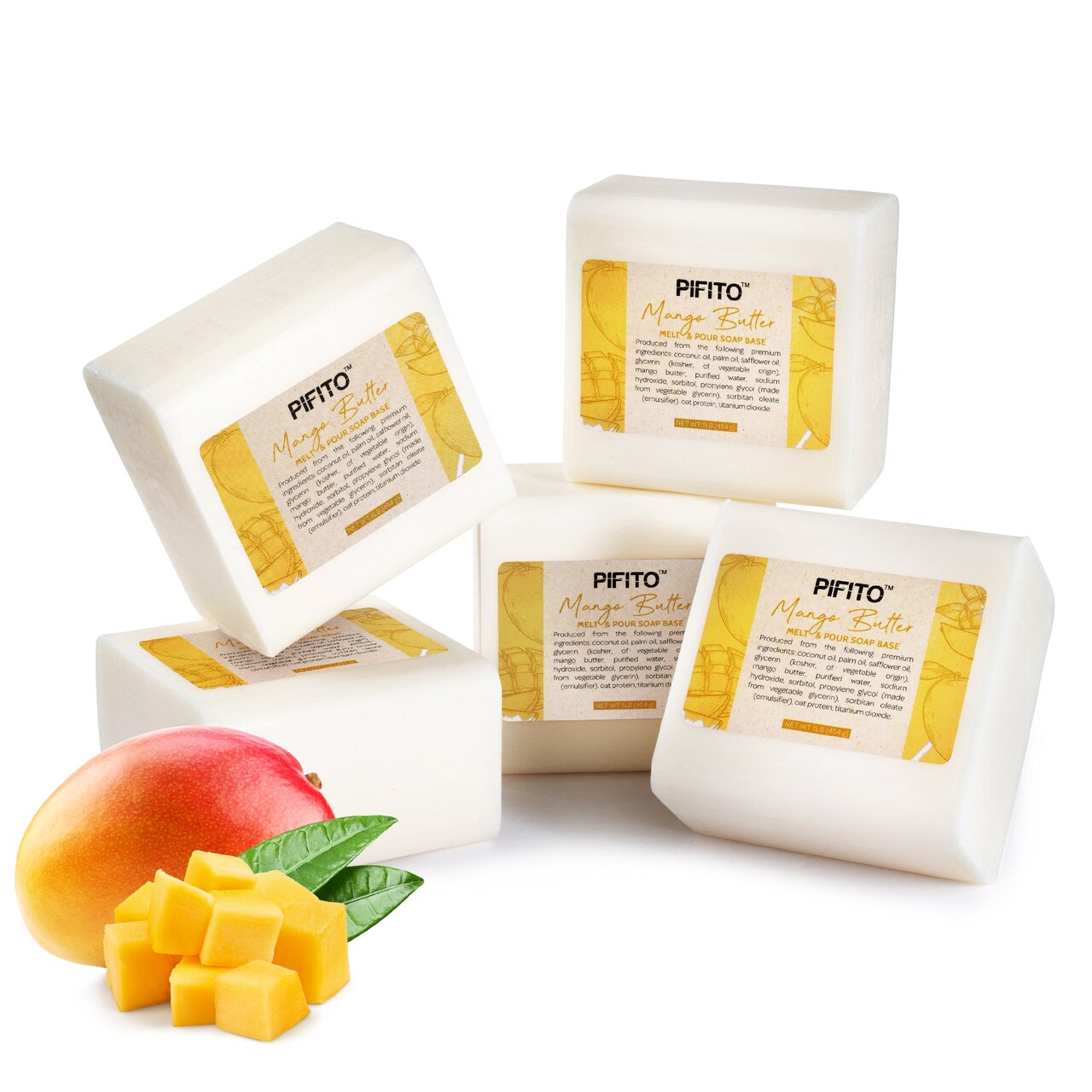 Pifito Mango Butter Melt and Pour Soap Base │ Bulk Premium 100% Natural Glycerin Soap Base │ Luxurious Soap Making Supplies